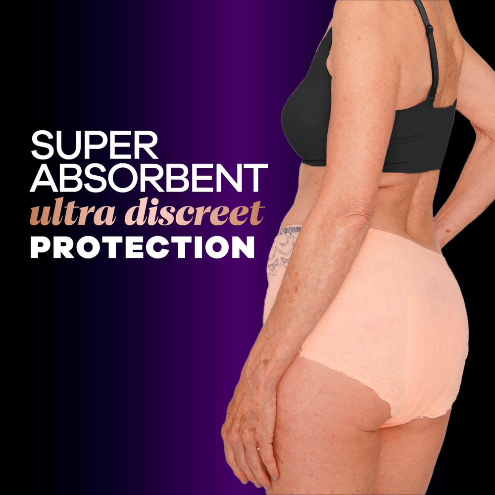 Always Discreet Boutique underwear side-leakguard guards against leg leaks