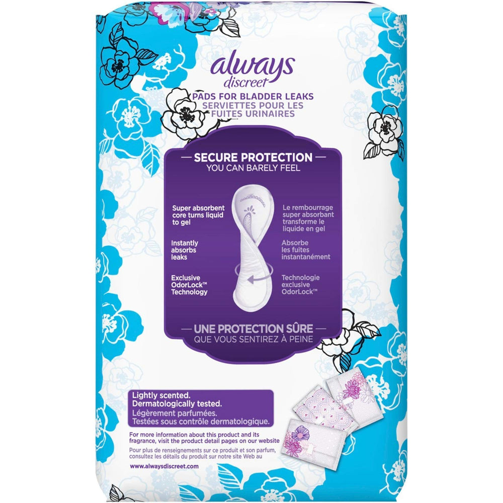 Always Discreet Light Pads worn under clothing offer secure, breathable protection.