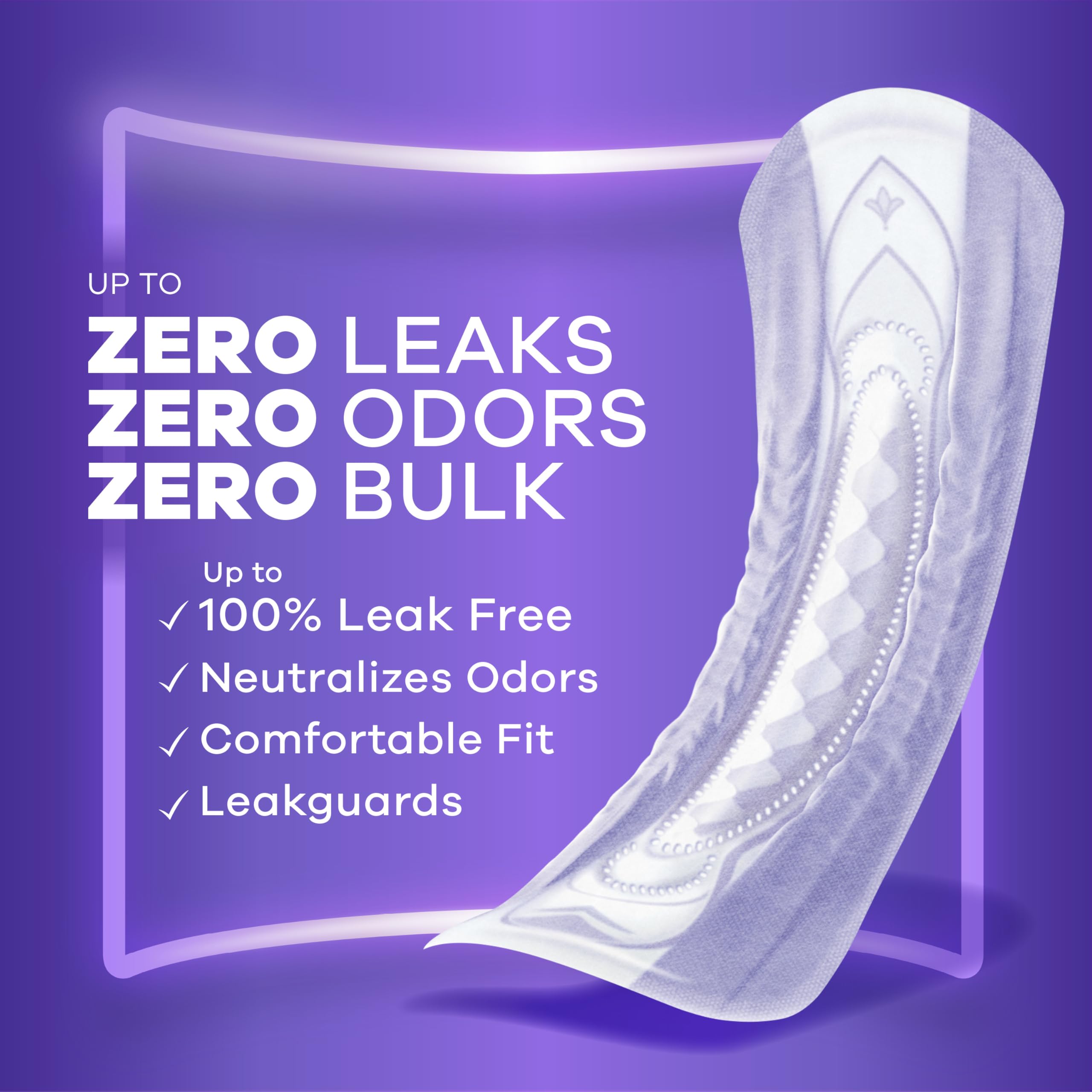 Always Discreet long-length pad fits discreetly under clothes for all-day confidence.