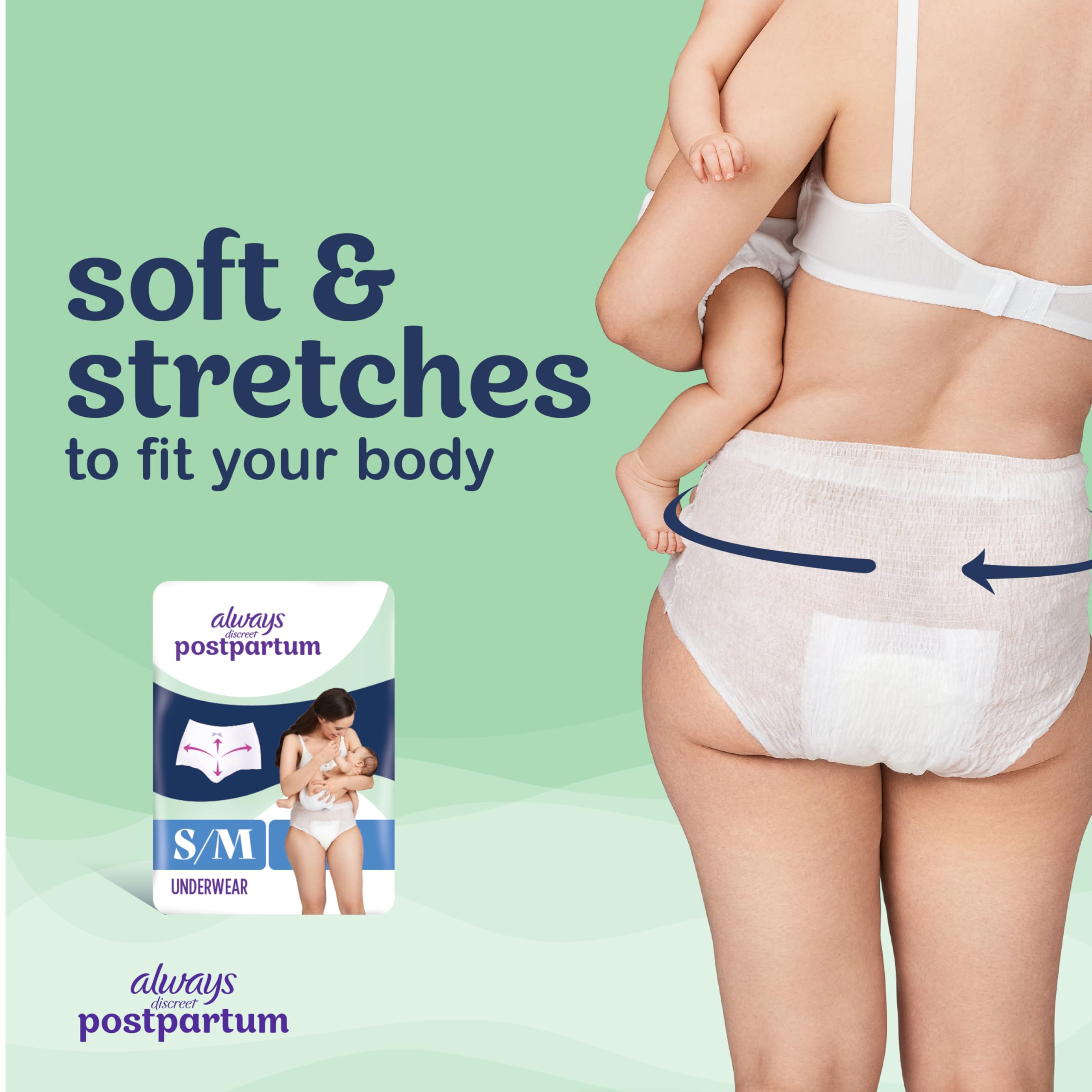Always Discreet postpartum underwear soft fabric texture ideal for sensitive skin.