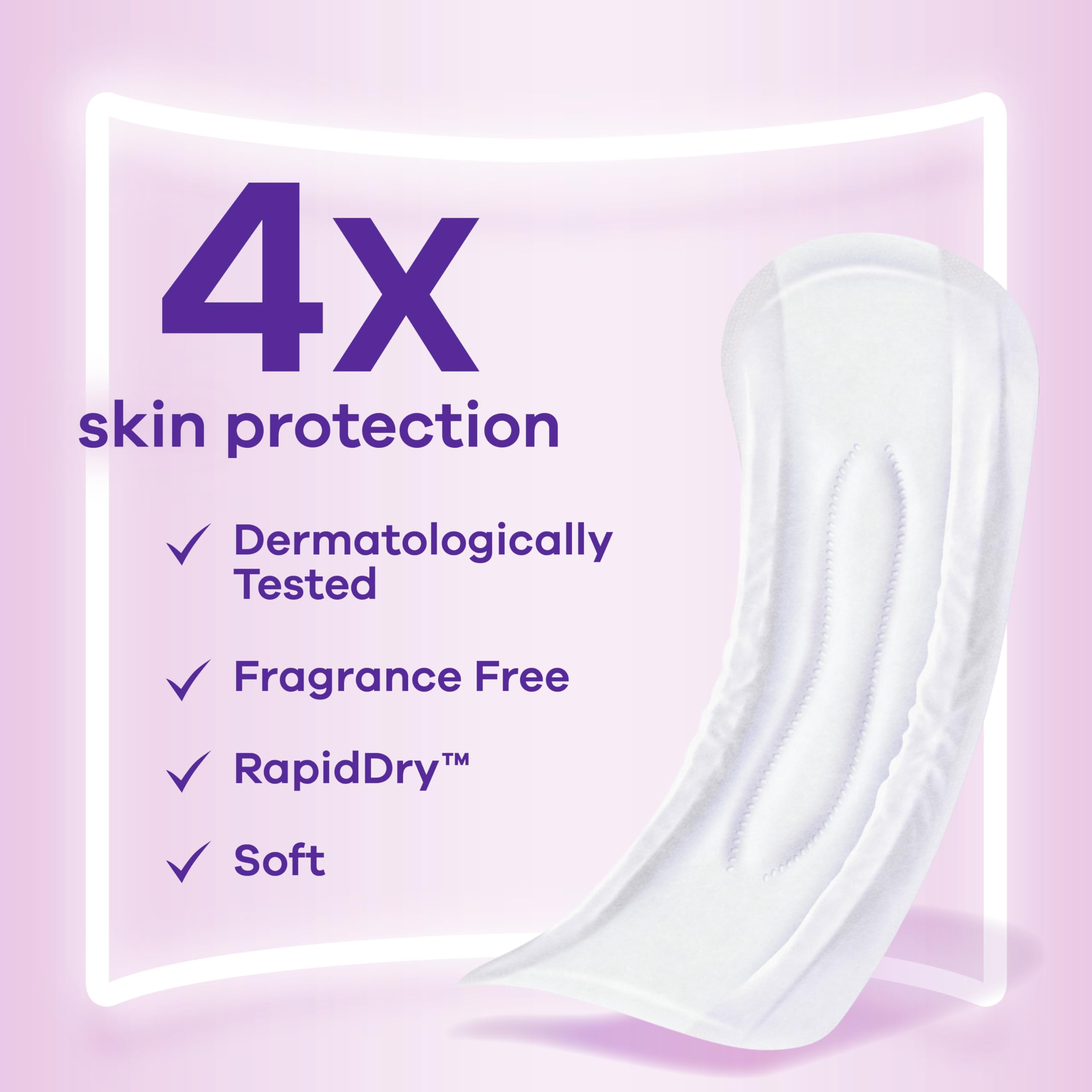 Always Discreet Sensitive pads RapidDry core delivering reliable leak protection.