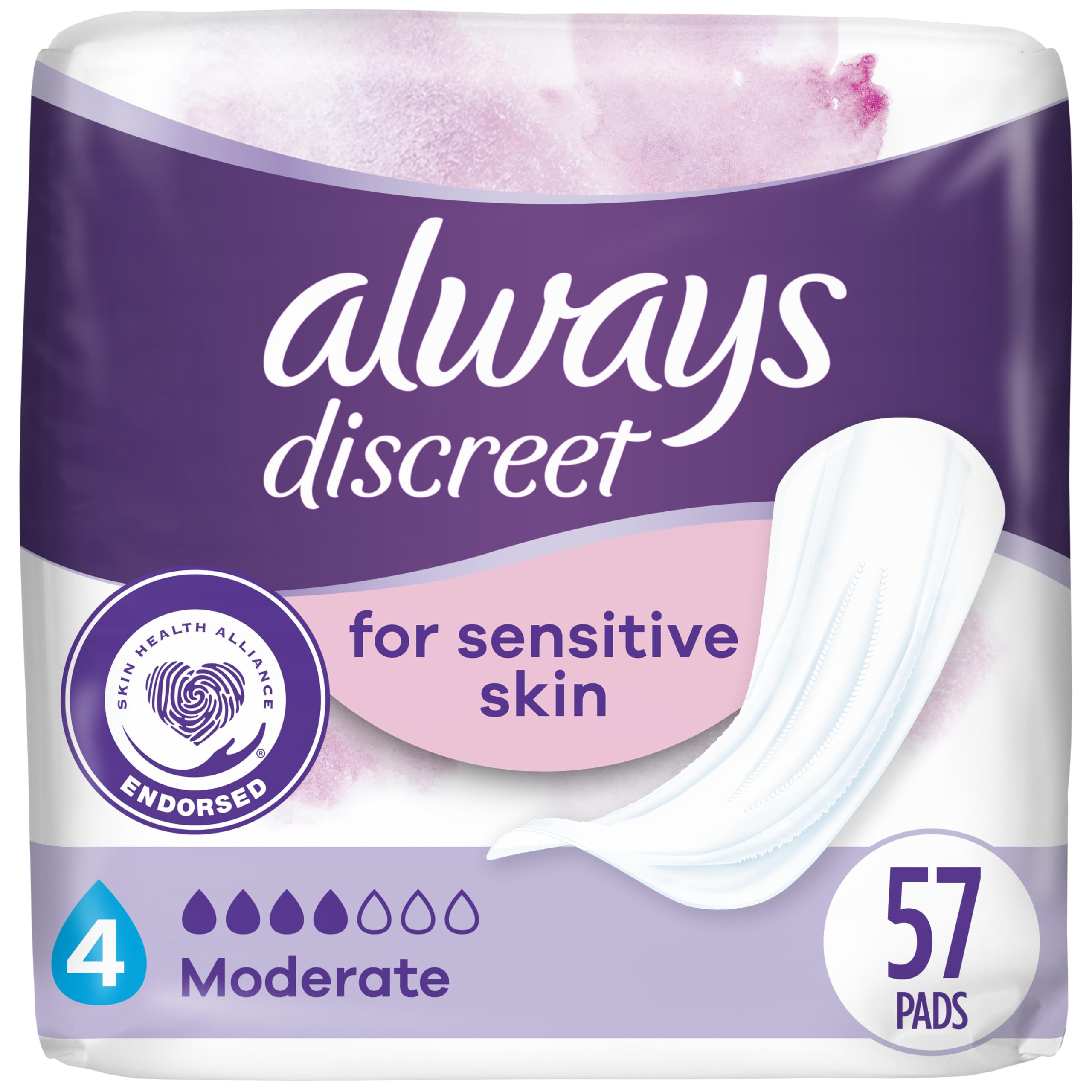 Always Discreet Sensitive pads with soft texture for everyday comfort.
