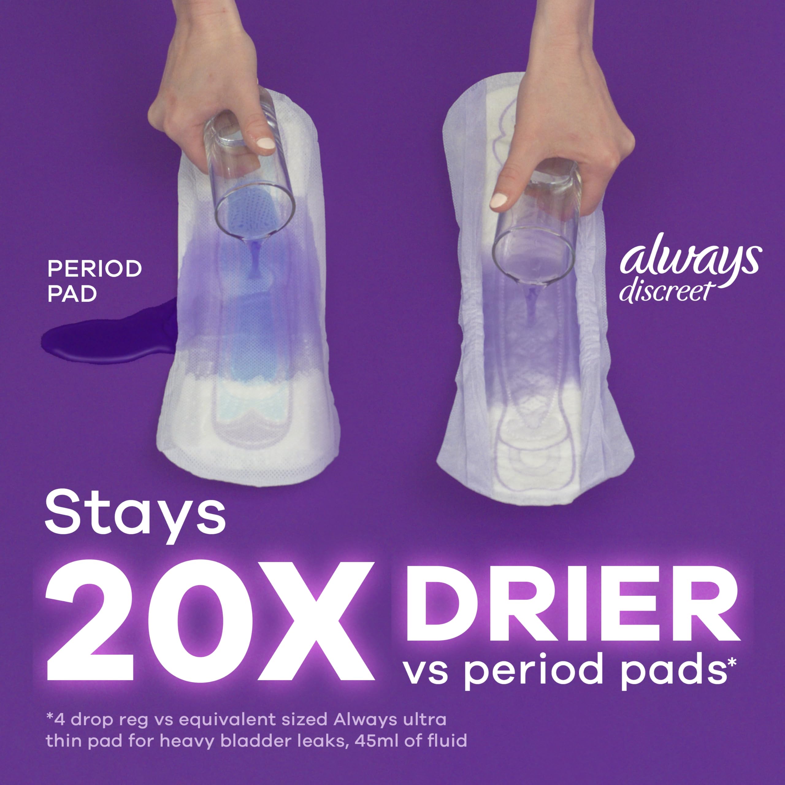 Always Discreet My Fit chart helps choose the right size.