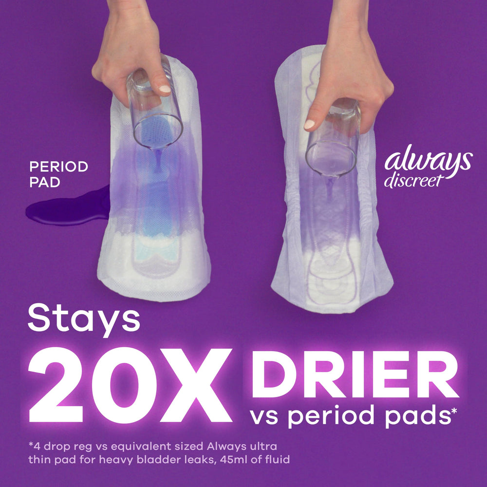 Always Discreet My Fit chart helps choose the right size.