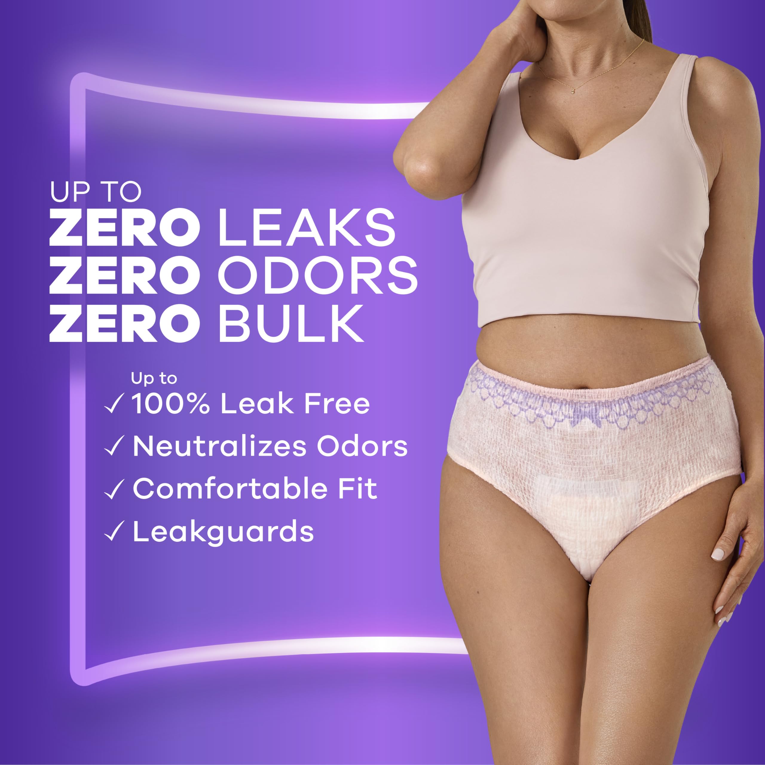 Always Discreet underwear back view showing full coverage under clothing.