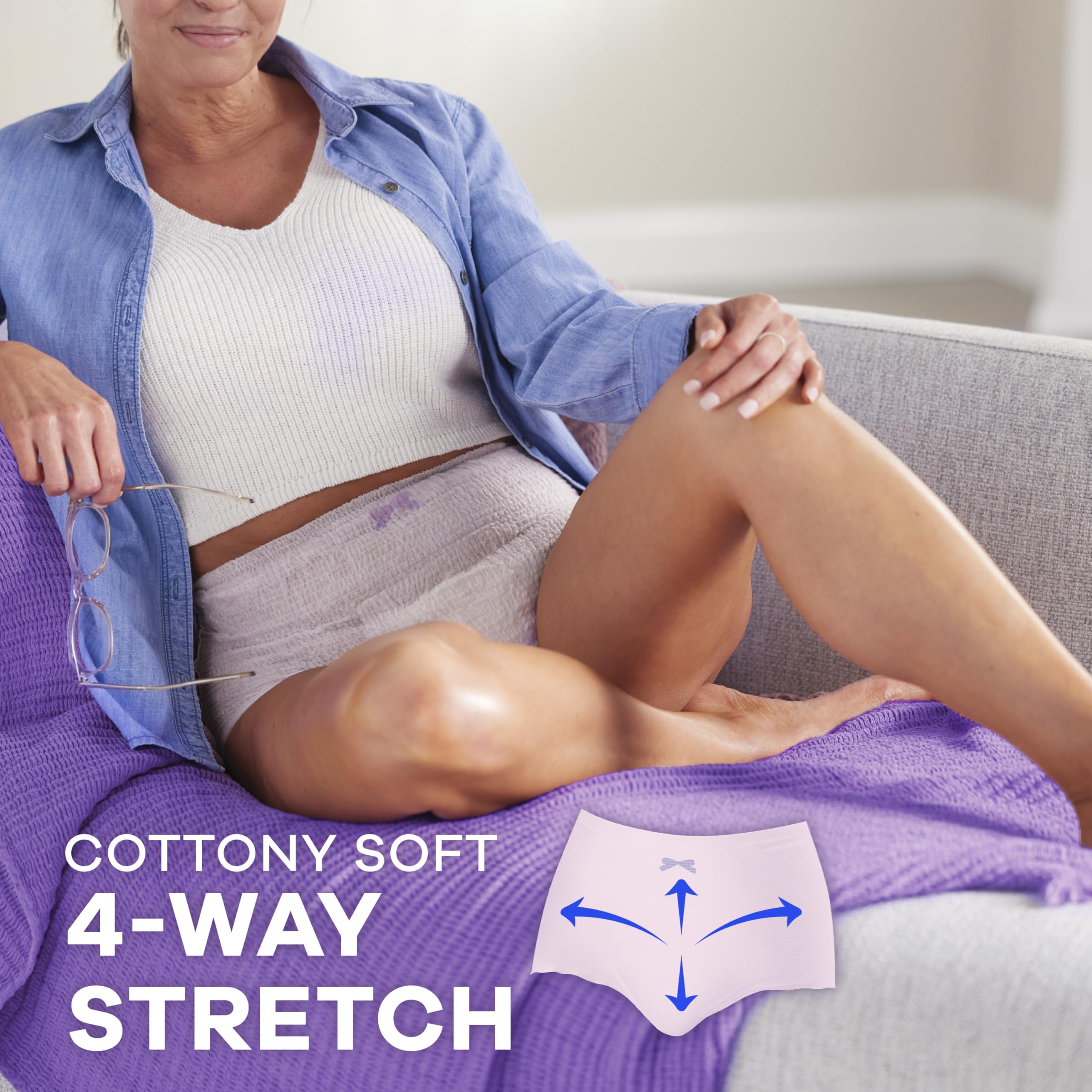 Always Discreet underwear Double LeakGuards protect edges from wetness.