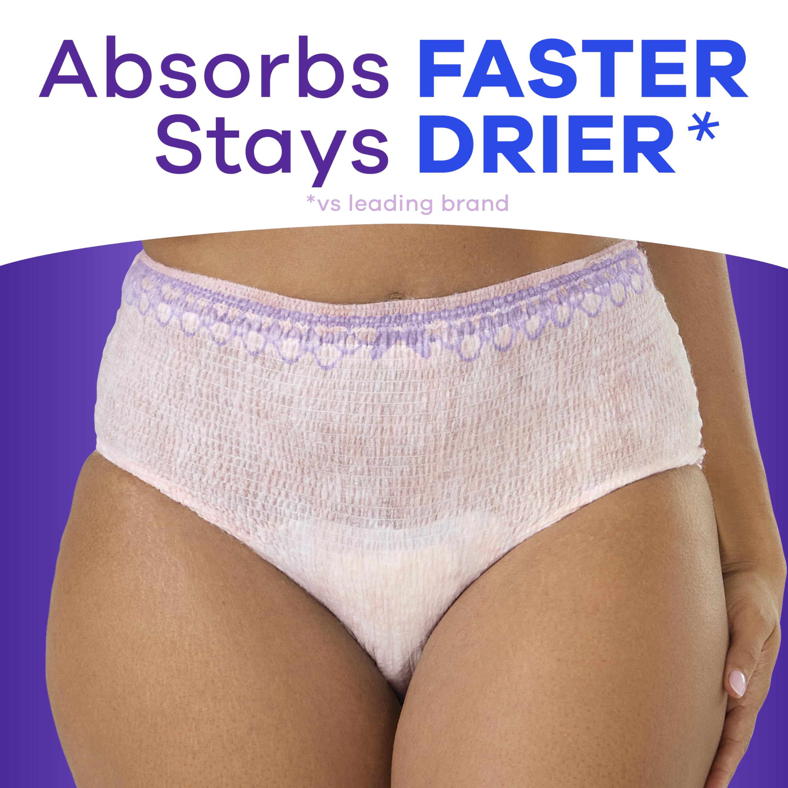 Always Discreet underwear OdorLock technology helps neutralize odors.