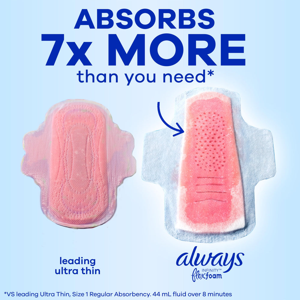 Always Infinity pad with dry top layer keeps skin dry and fresh.