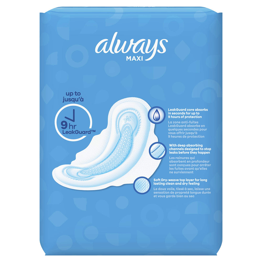 Always Maxi pad with wings close-up, designed for secure fit