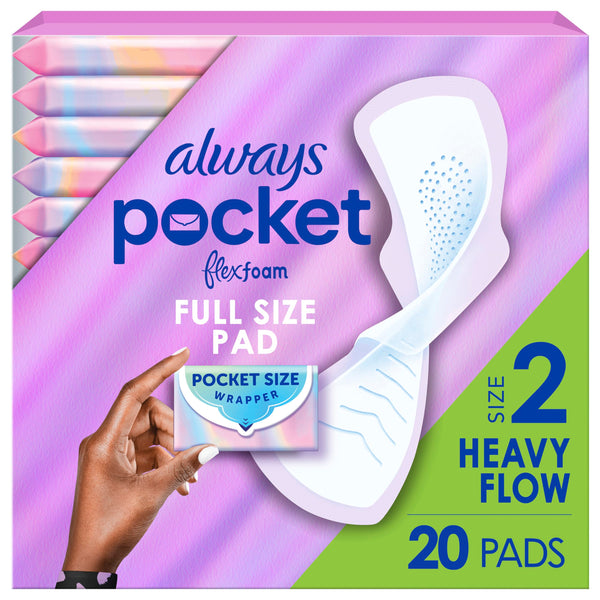 Always Pocket FlexFoam pads pack for on-the-go protection and discretion.