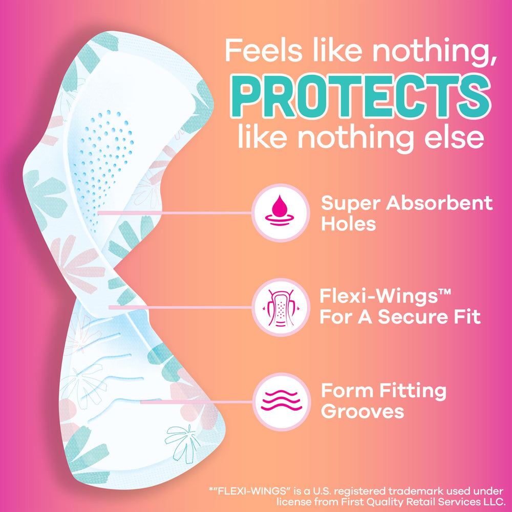 Always Radiant Teen Pad with Wings—secure fit to prevent shifting during activities.