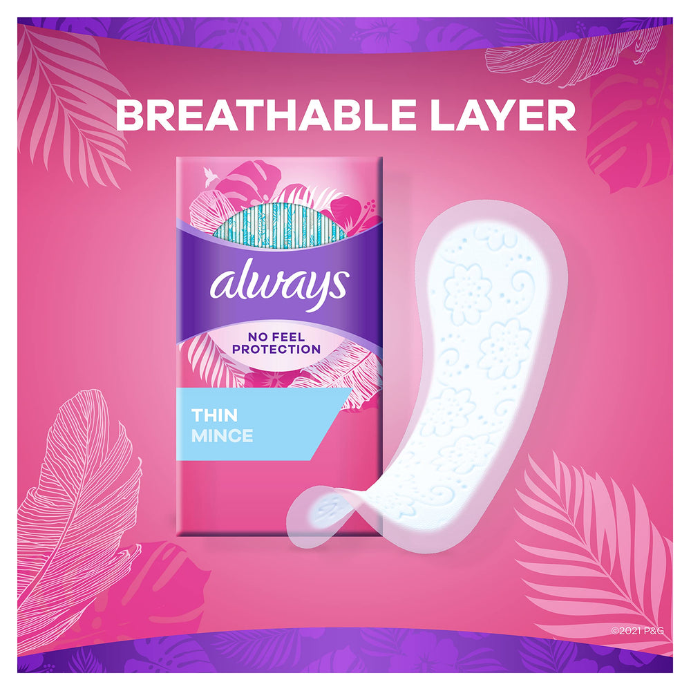 Always Thin Mince ultra-thin absorbent core delivers everyday freshness.