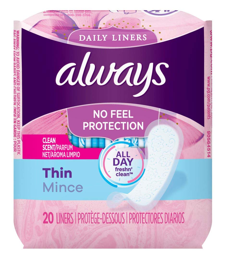 Always Thin Pantiliner scented close-up highlighting slim, comfortable design.