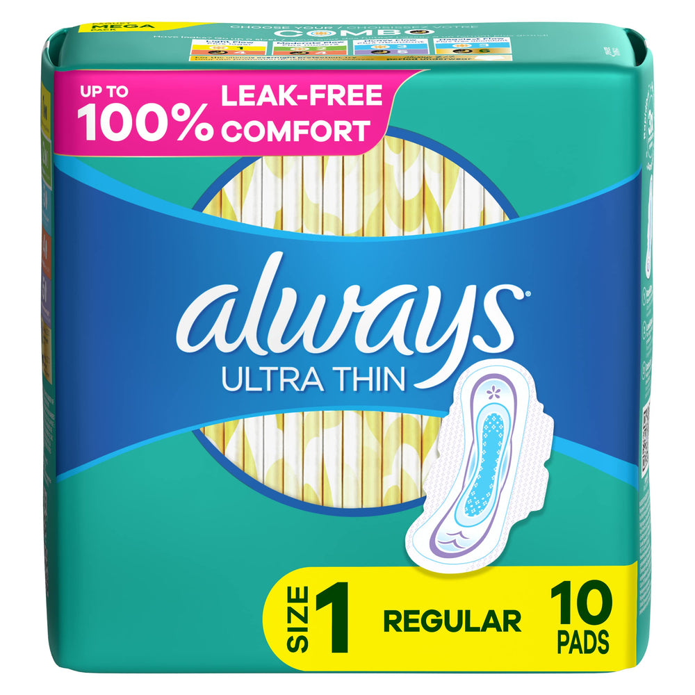 Always Ultra Thin Pads With Wings core coverage keeps leaks away quickly.