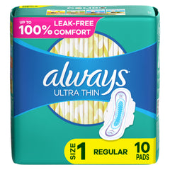Always Ultra Thin Pads With Wings core coverage keeps leaks away quickly.