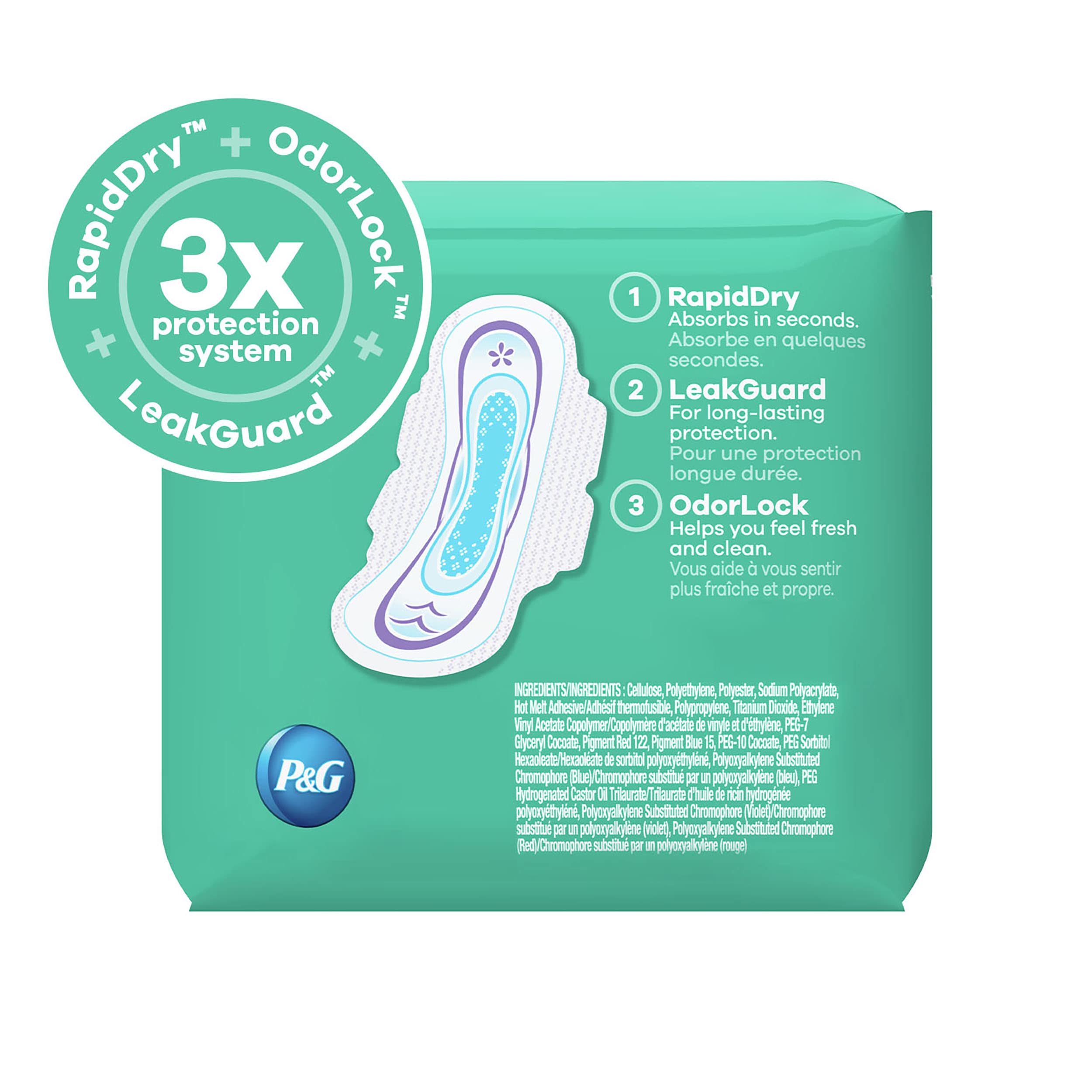 Always Ultra Thin Pads With Wings flexi-wings prevent bunching for a comfortable fit.