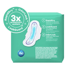 Always Ultra Thin Pads With Wings flexi-wings prevent bunching for a comfortable fit.