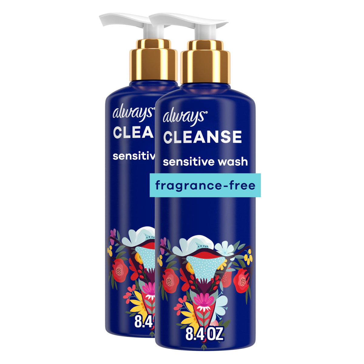 Always Wash 16-8oz bottle front view; compact, space-saving packaging for easy storage.