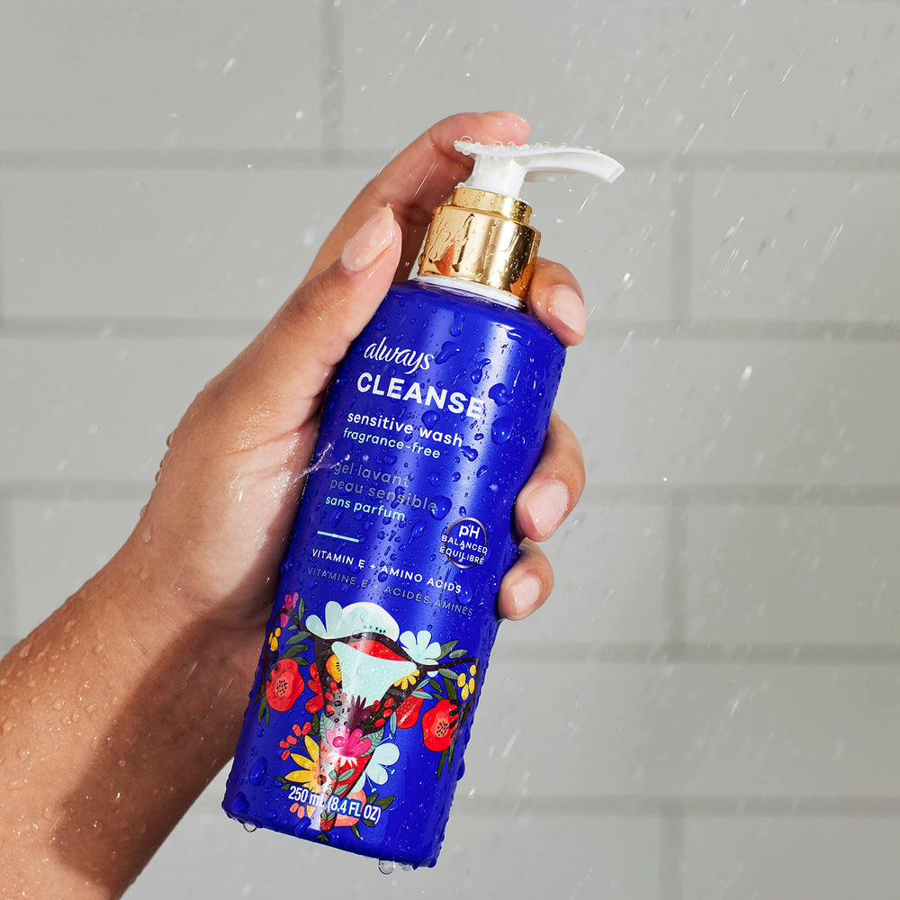 Always Wash 16-8oz shelf display; ideal for retail visibility.