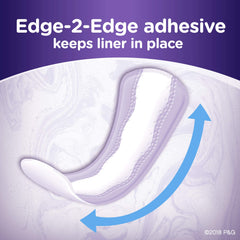 Always Xtra Protection Daily Liners Long edge adhesive demonstrates secure fit.