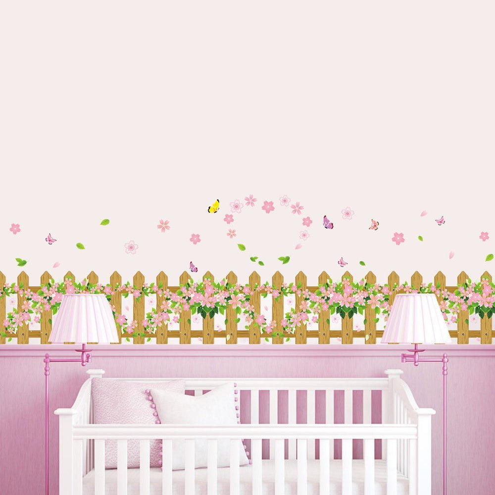 AM AMAONM Amaom removable flowers and butterflies wall decal adds whimsical charm to any room.