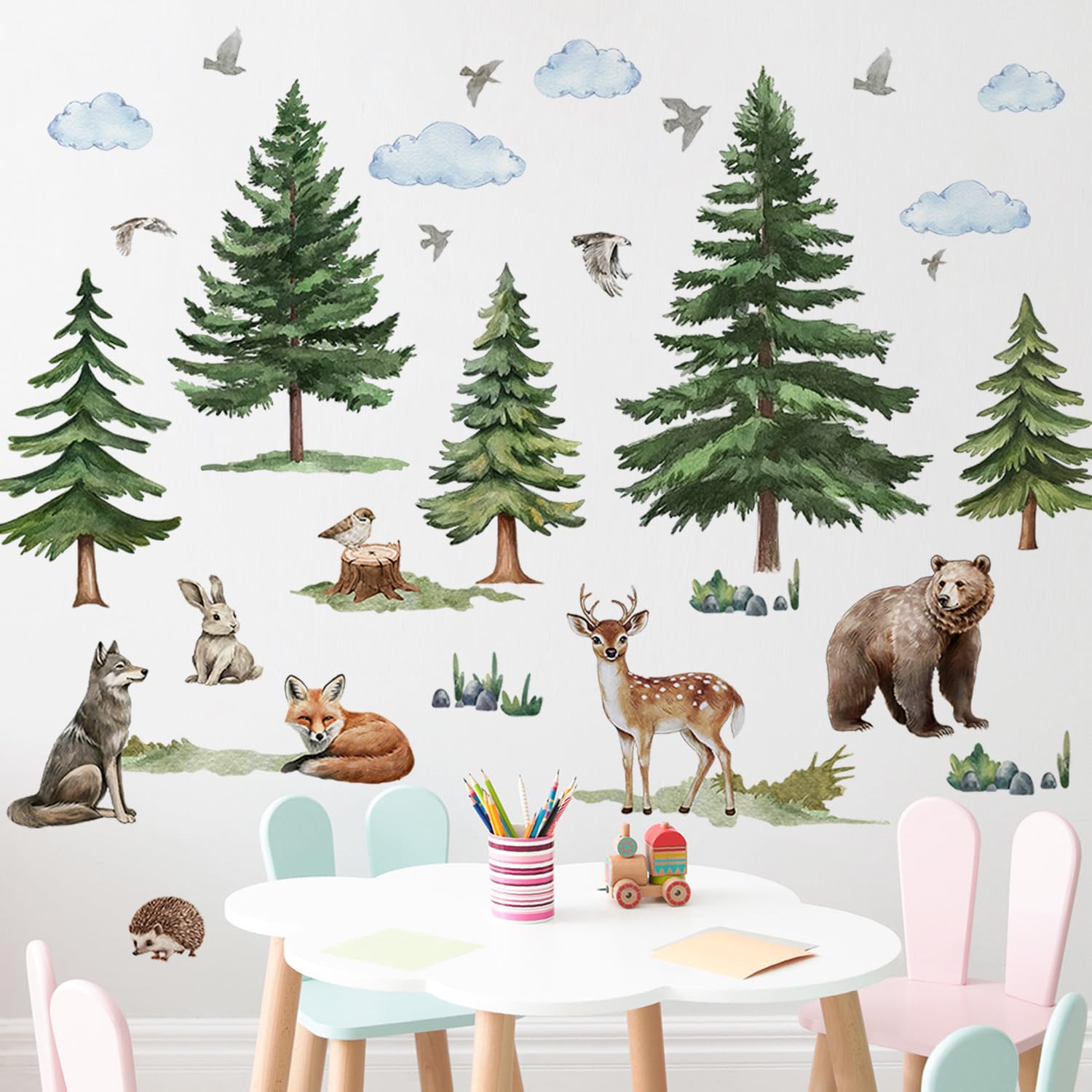 AM AMAONM forest wall stickers birds in flight elevate classroom decor