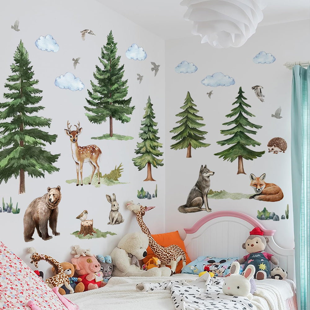 AM AMAONM forest wall stickers clouds and birds decorate a sky-like ceiling