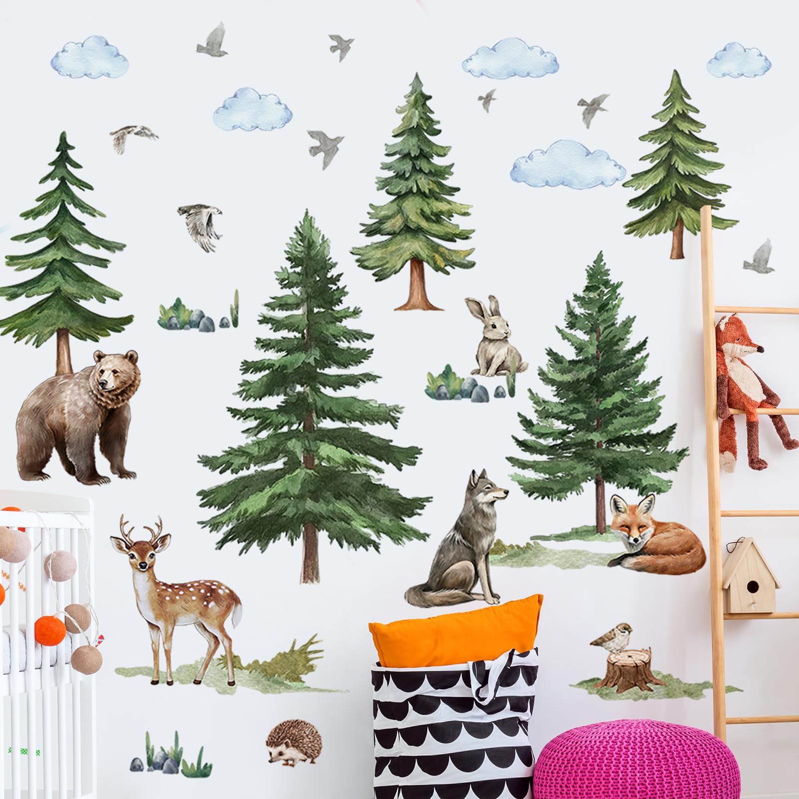 AM AMAONM forest wall stickers full mural brighten living spaces with woodland scene
