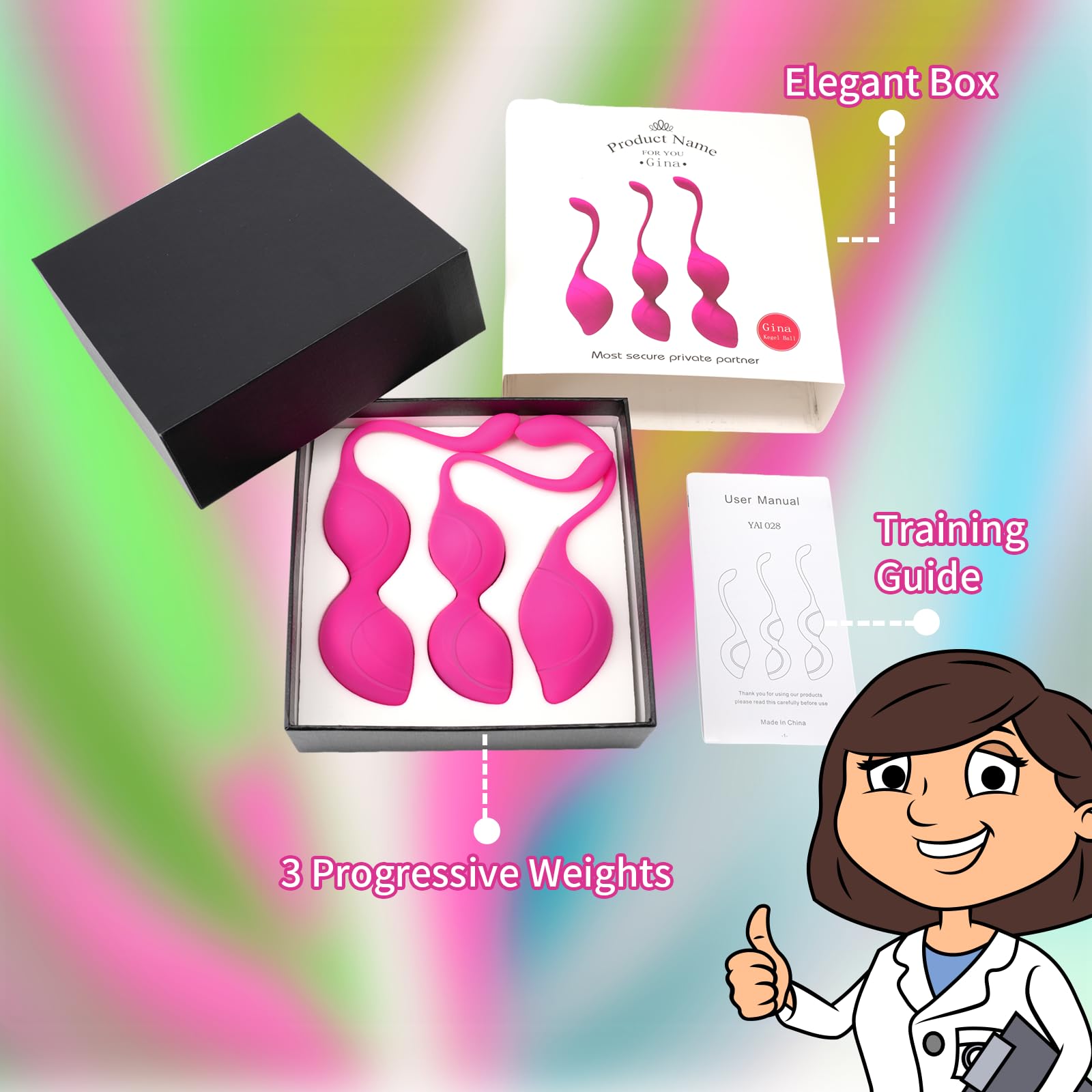 Ama Choice Kegel Tightener Balls offer progressive training from lightest to heaviest.