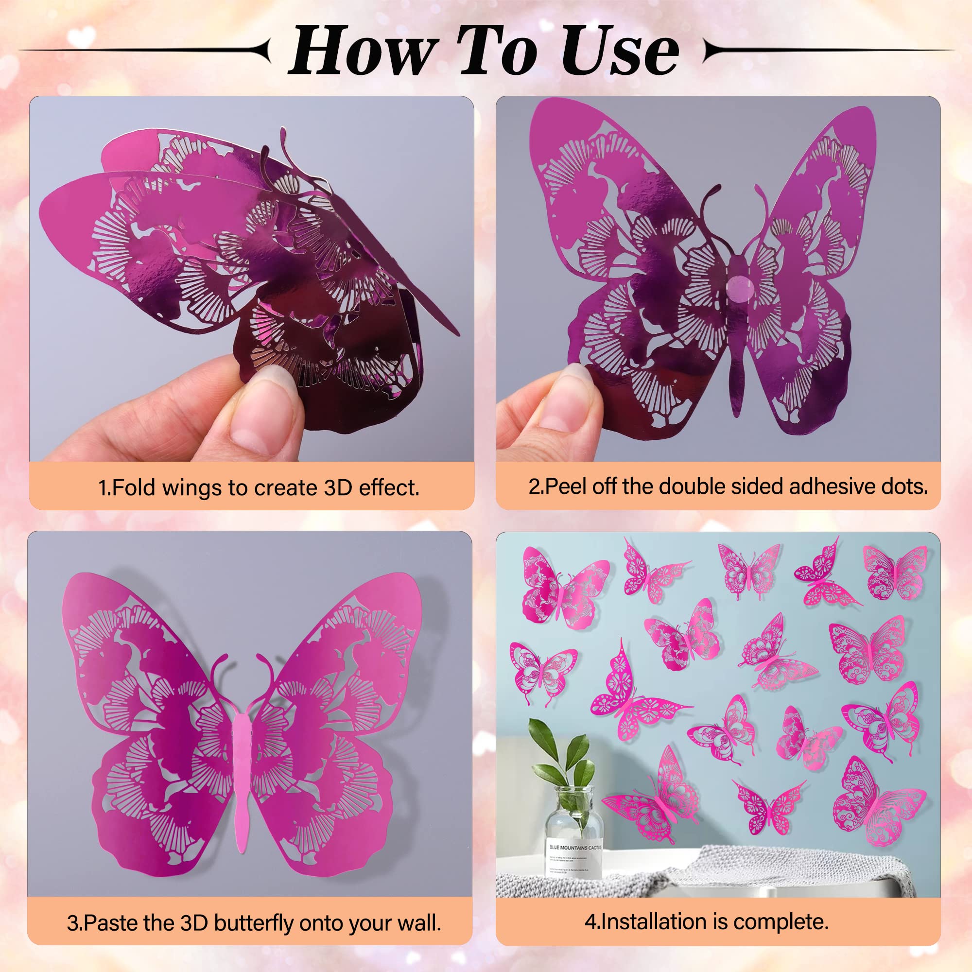 AM AMAONM 3D butterfly style3 decor elevates teen bedrooms with color
