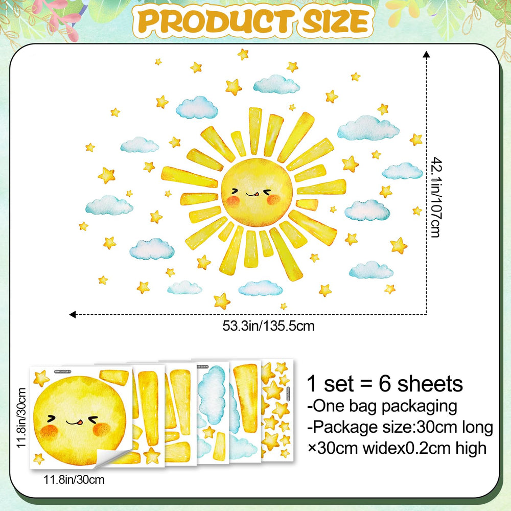 AM AMAONM cartoon sun panel 2 with stars for a playful learning corner.