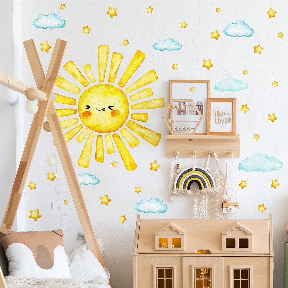 AM AMAONM panel six combines sun and stars for classroom decor.