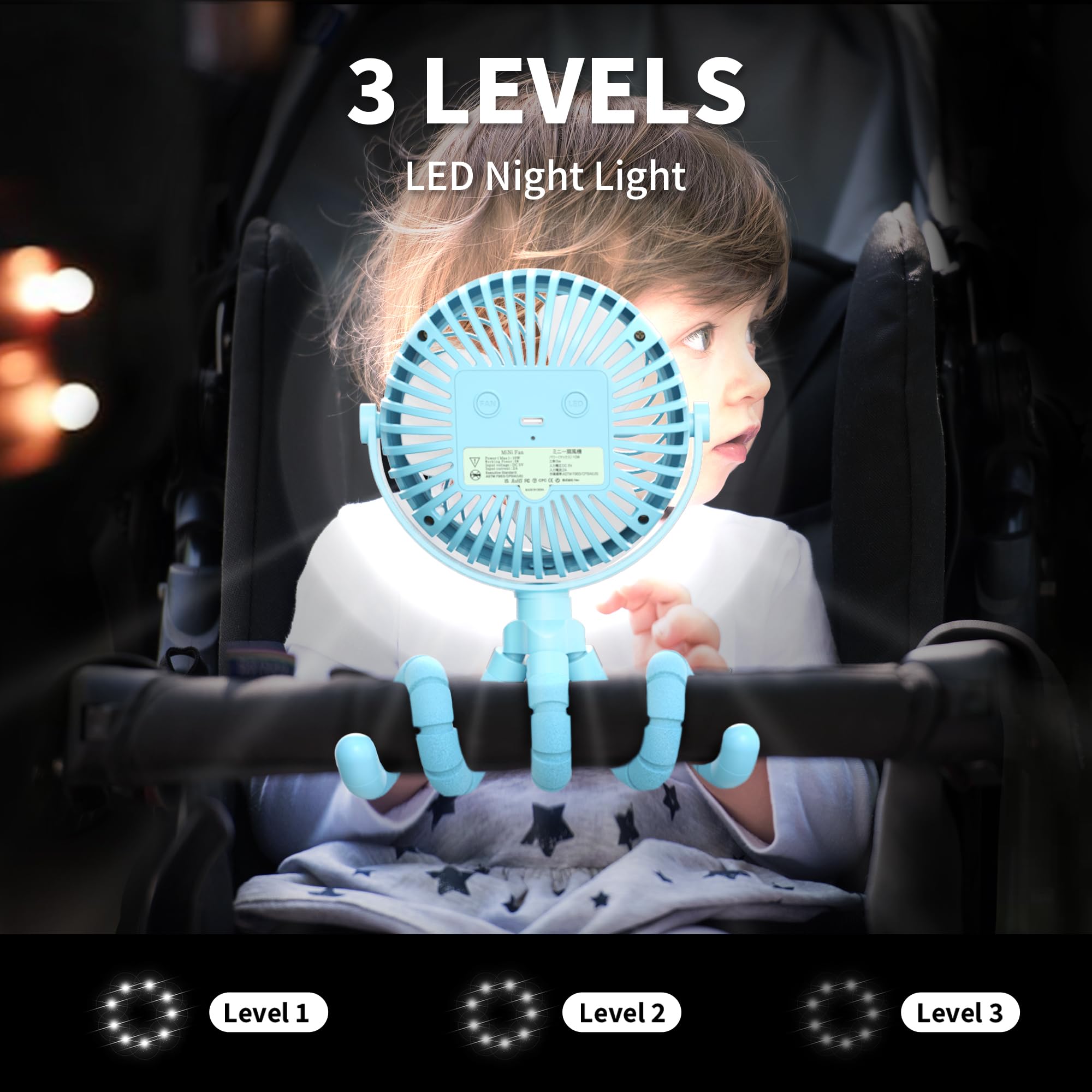 AMACOOL baby-friendly fan cover and LED night light in use