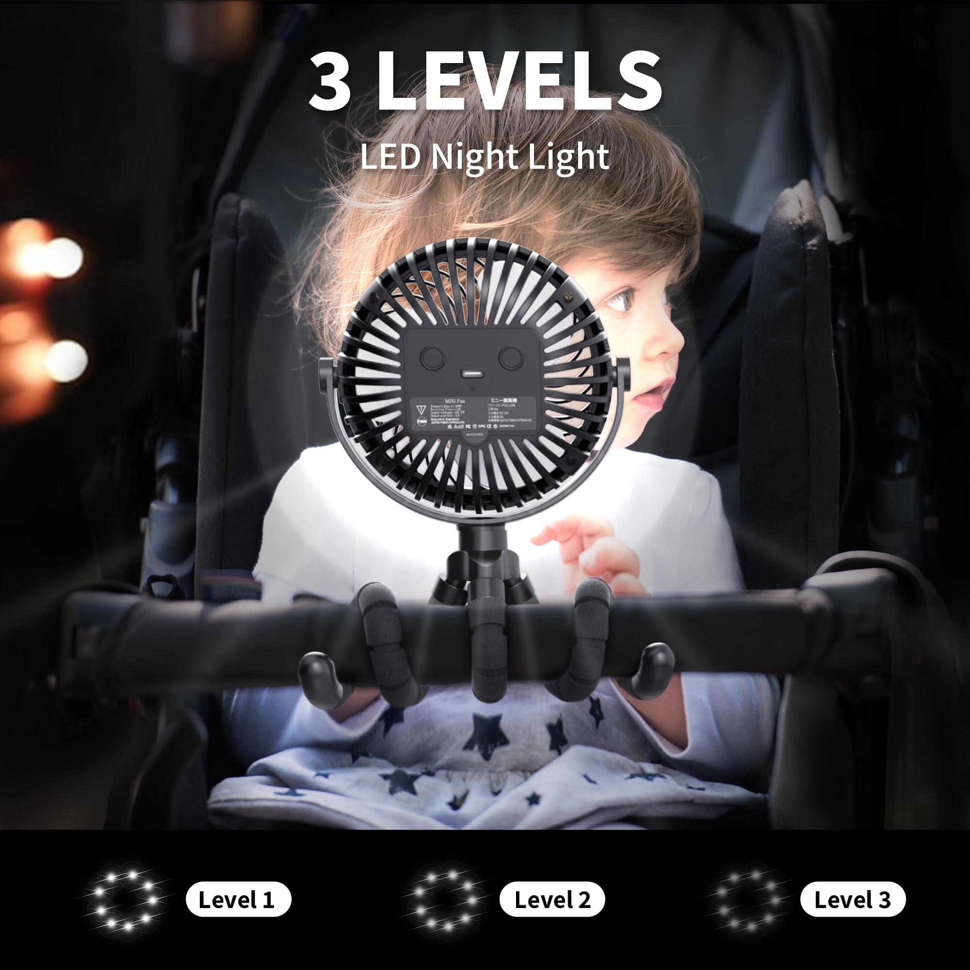 AMACOOL 360-degree adjustable head for precise breeze direction.