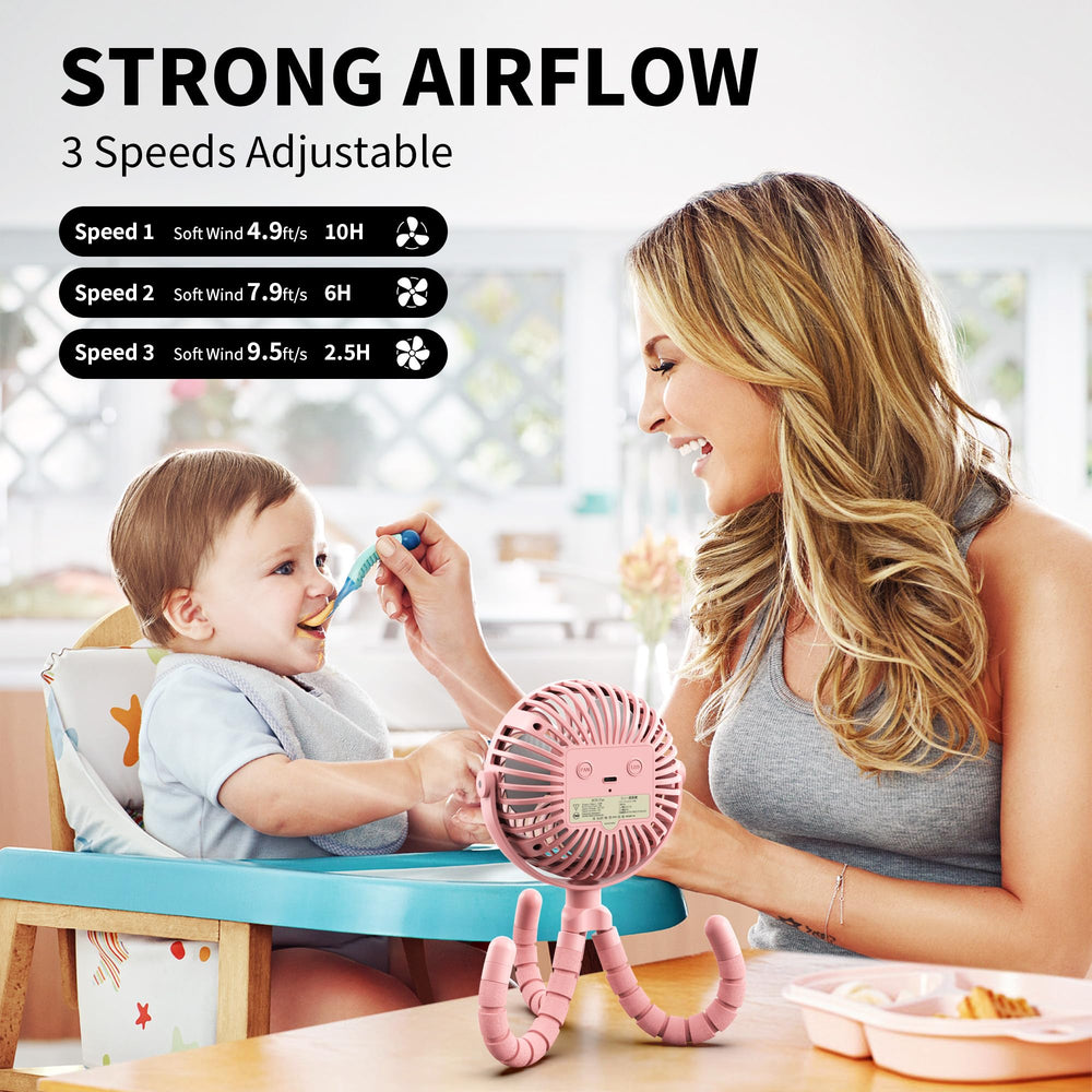 AMACOOL stroller fan in use on a stroller or crib