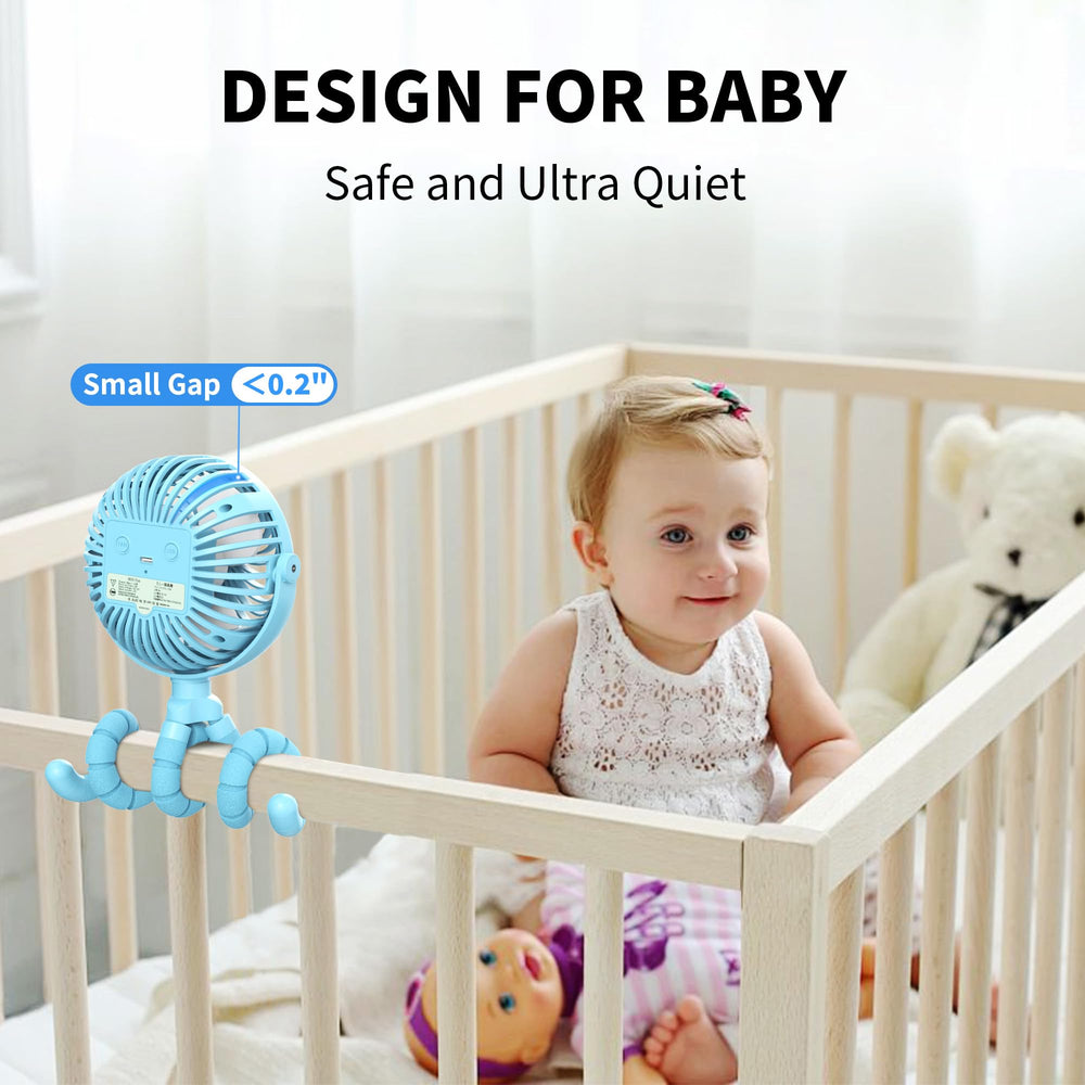 AMACOOL clip-on fan attached to a car seat for travel