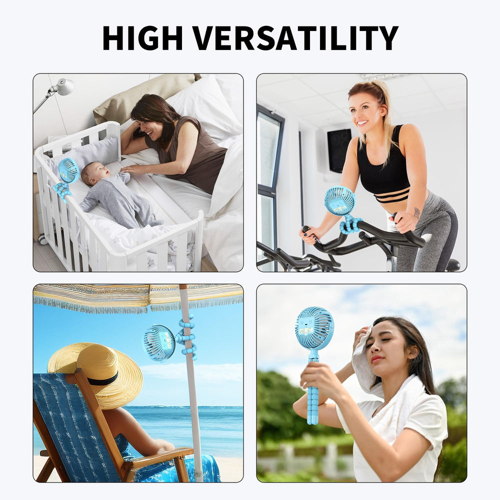 AMACOOL travel-ready stroller fan suitable for beach outings