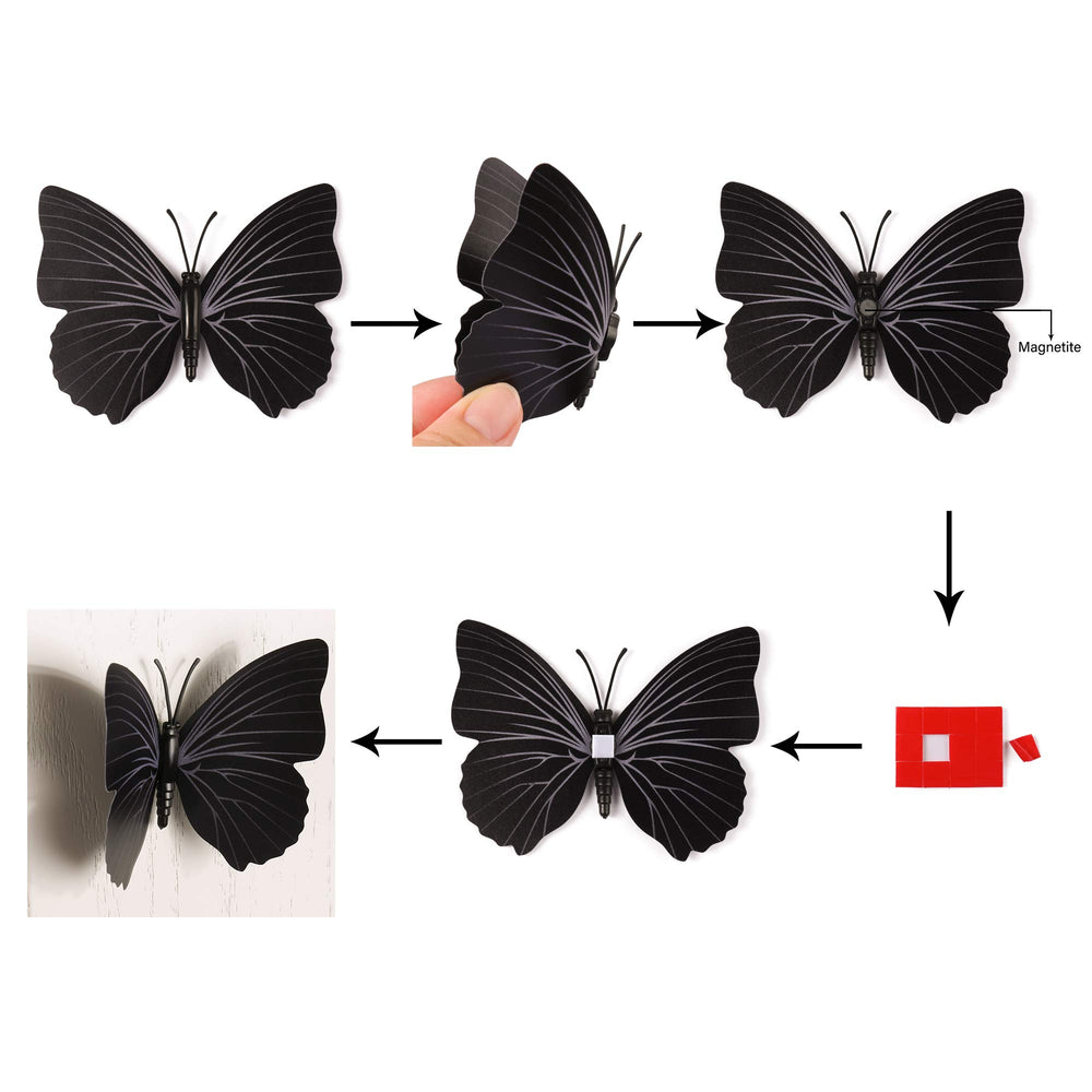 Amaonm 3D butterfly wall decal set shows varied sizes for flexible wall design.