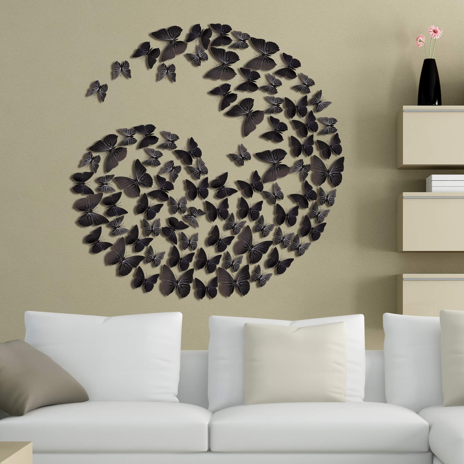 Amaonm 3D butterfly wall decals in nursery create a playful, cozy atmosphere.