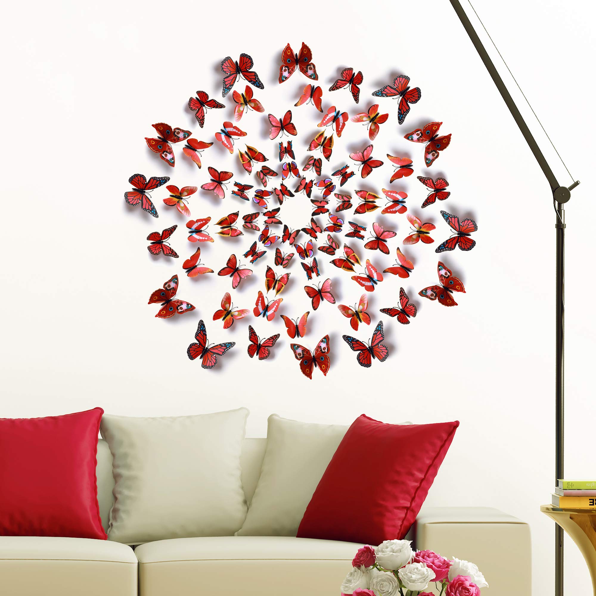 Amaonm 3D butterfly wall decals add playful accents to living rooms.