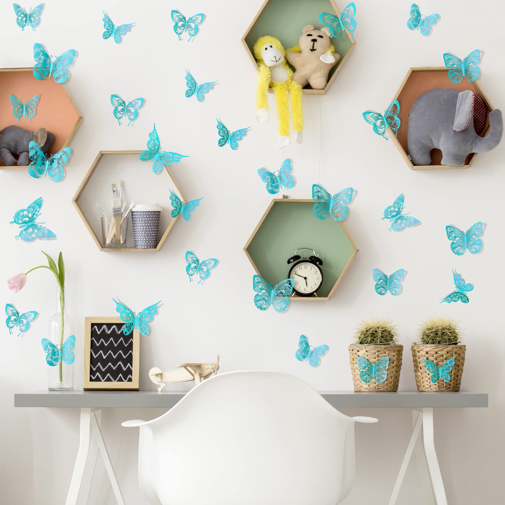 AM AMAONM room setup showing 3D butterflies for a playful nursery accent