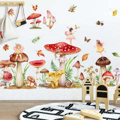 AM AMAONM 3D colorful mushrooms and elves wall stickers brighten kids’ rooms with playful depth