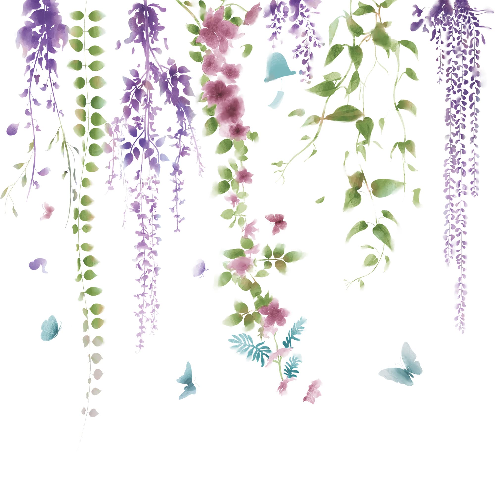 Amaonm 3D hanging flowers wall sticker in purple and blue enhances nursery decor