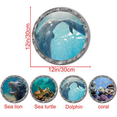 AM AMAONM 3D undersea wall sticker with dolphins and fish.