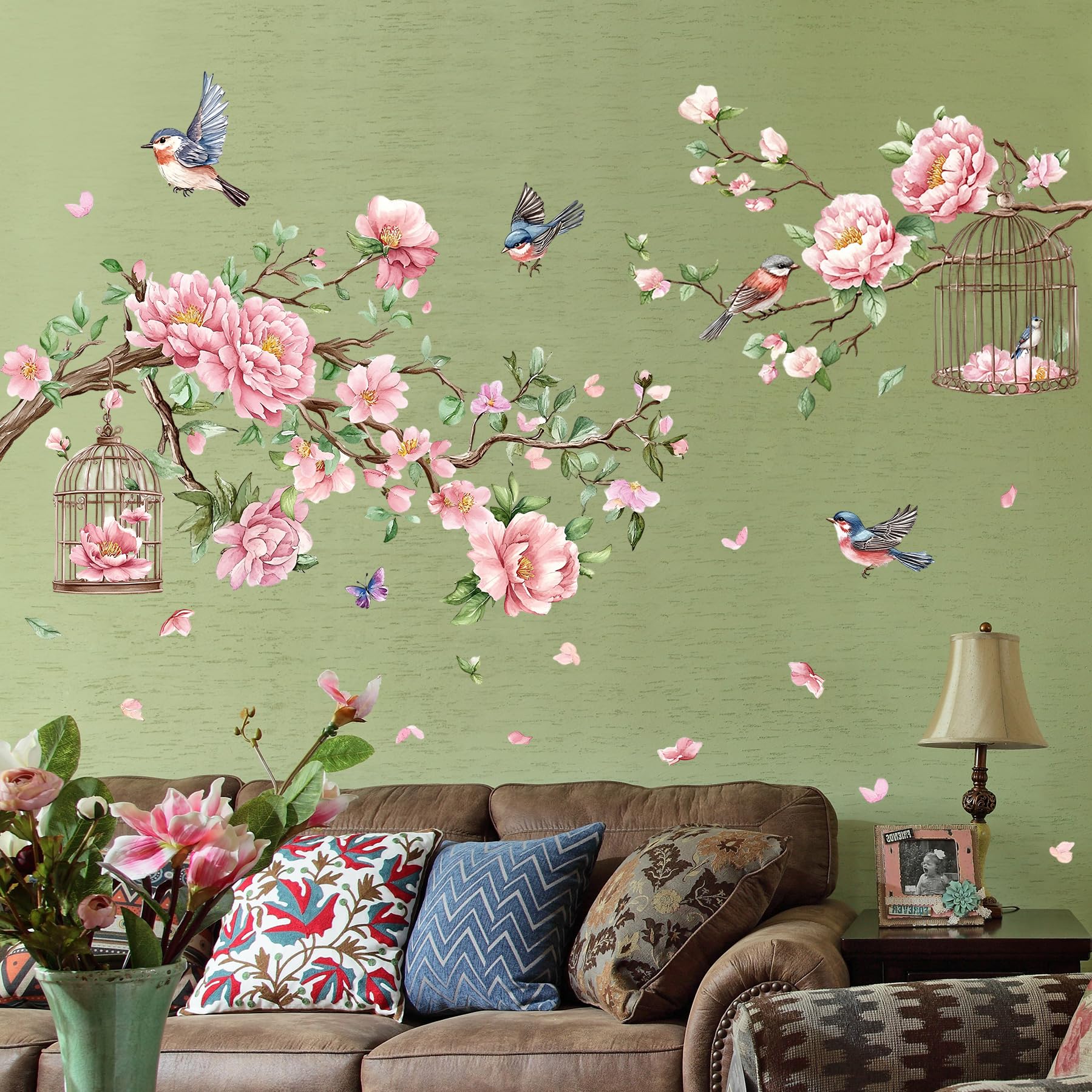 amaonm birdcages and birds decals create focal points in living rooms