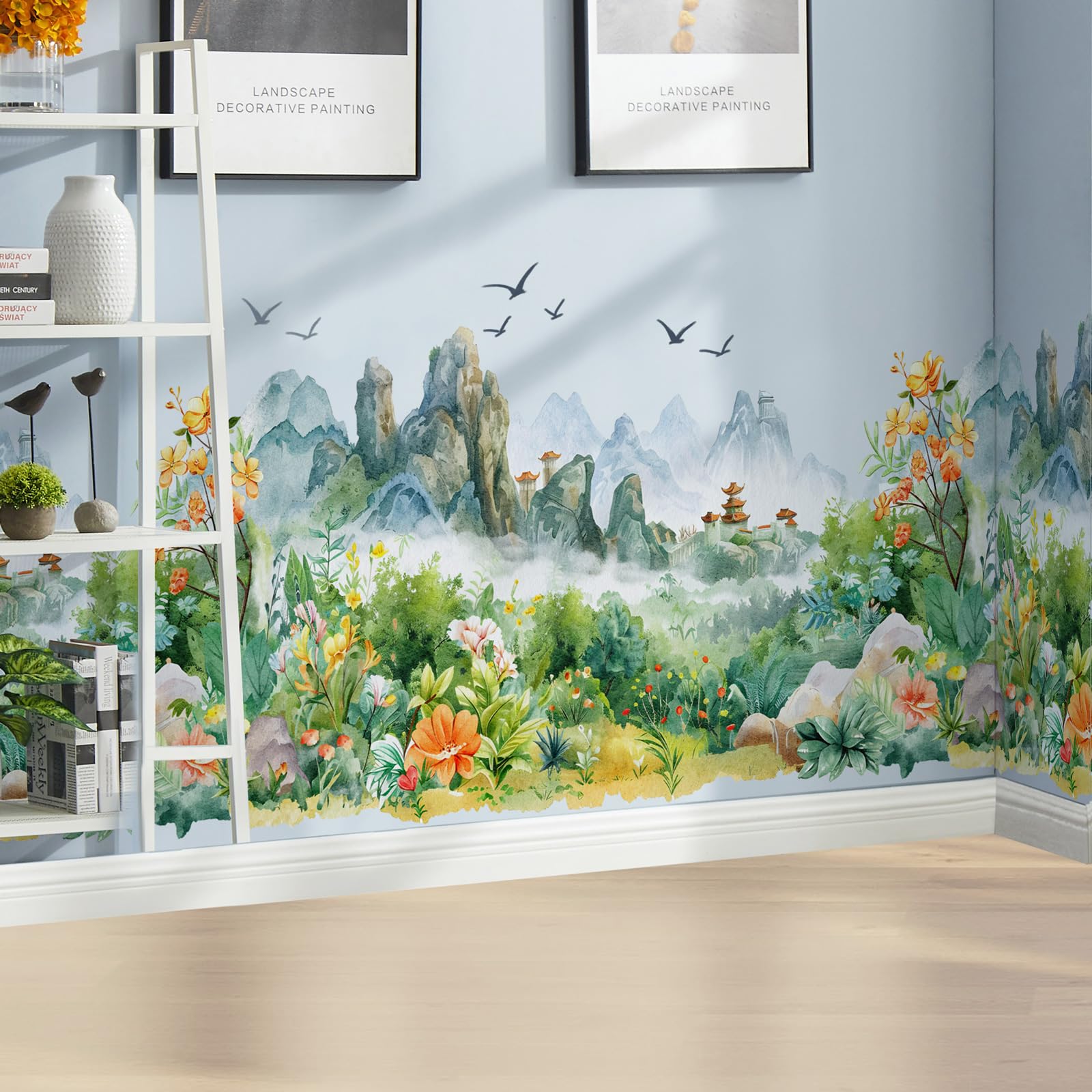 AM AMAONM nature river scene wall decal ideal for nurseries and cozy living spaces.