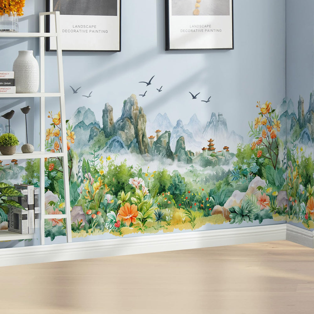 AM AMAONM nature river scene wall decal ideal for nurseries and cozy living spaces.