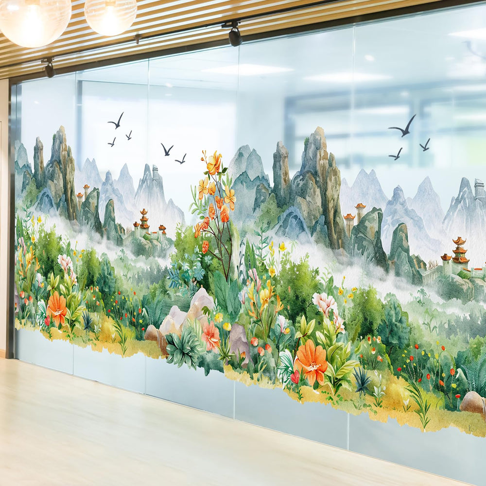AM AMAONM scenic collage wall sticker offers flexible placement and easy removal.