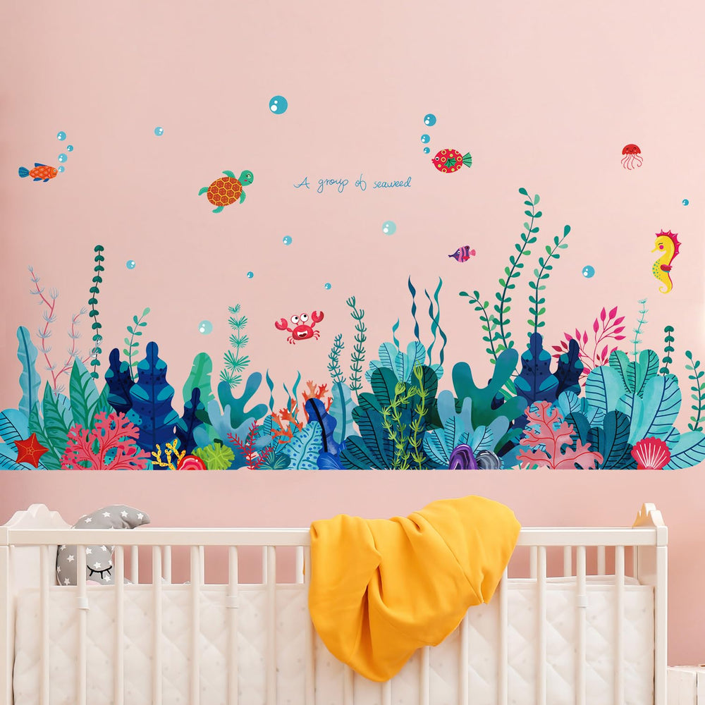 AM AMAONM colorful seaweed baseboard decal brightens living rooms