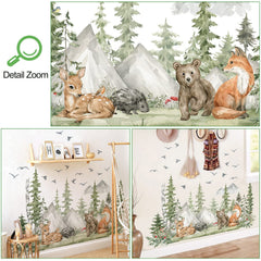 AM AMAONM deer bear fox birds wall decals brighten kids' rooms safely.